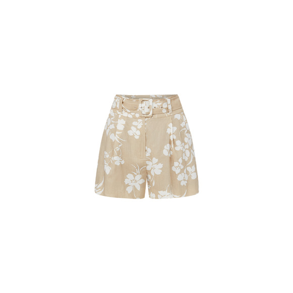 Veronica Beard Floral Beige Hobbes Size 0 Linen Blend Shorts